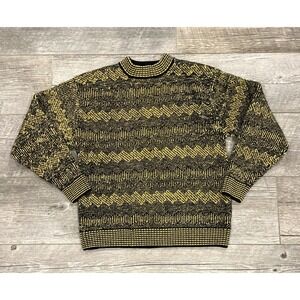 Vtg Tulliano Men's Sweater Sz M Silk Black & Yellow